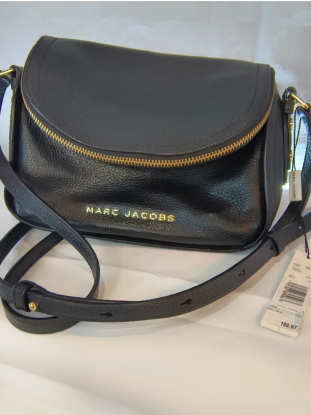 MARC JACOBS Black Pebbled Leather Mini Messenger Bag